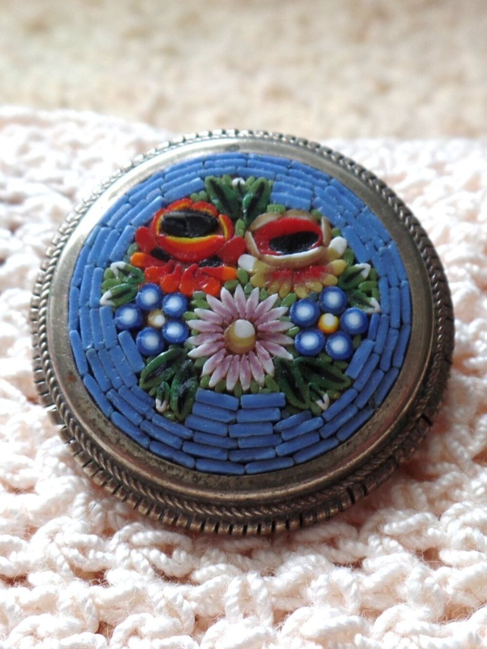 Micro Mosaic Brooch Pin MADE IN ITALY